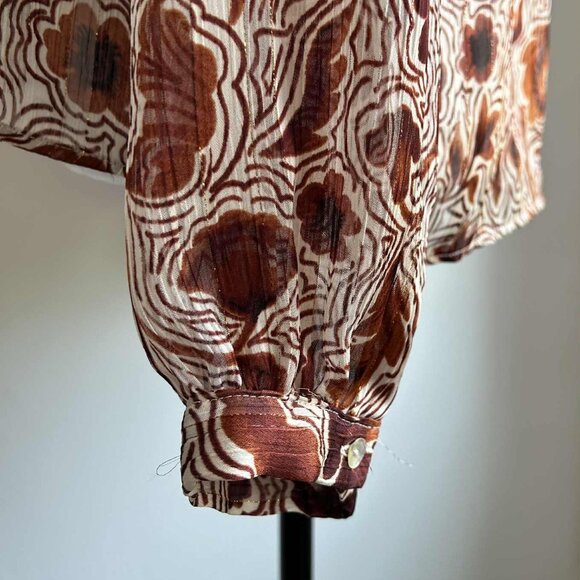 Esqualo Sheer Metallic Floral Blouse with Gold Thread Detail – EU 38 / US 8 - Picture 6 of 10